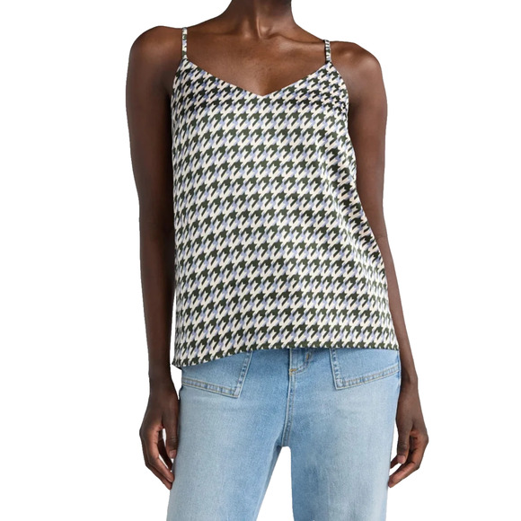 Scoop Womens V-Neck Cami Green Houndstooth Pullover Adjustable Size L (12-14) - Picture 7 of 7